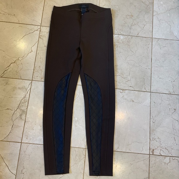 TAG Elemental Pants - TAG Elemental Moto Ponte Leggings With Pleather, Brown, Sz S